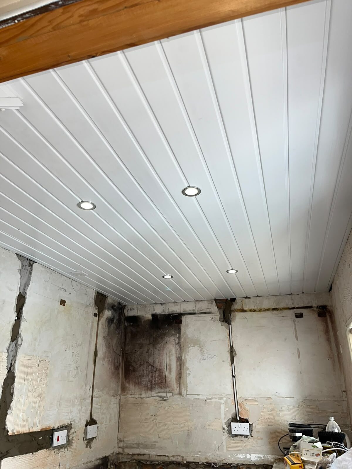 Recessed LED downlights installed in a ceiling